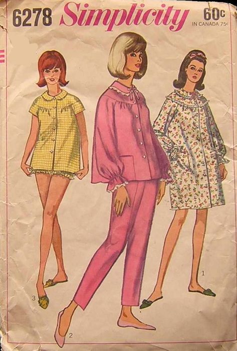 Pajamas Sewing Pattern, Pajamas Sewing, Nightwear Fashion, Sew Patterns, Vintage Pajamas, Pajama Pattern, Baby Doll Pattern, Simplicity Sewing, Simplicity Sewing Patterns