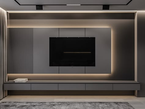 Varshavsky 2 Interior deisgn Kyiv Ukraine :: Behance Minimal Tv Unit, Tv Unit Bedroom, Modern Tv Unit Designs, Interior Deisgn, Living Room Classic, Color Palette Living Room, Modern Tv Wall Units, Tv Unit Interior Design, Room Wall Colors