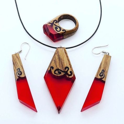 #wood #love #resin #jewelry #set #woodworking #ring#resinart #jewelryaddict #sets #woodwork #anda #handmade #jewelrygram #setelan #wooden #andy #resincraft #jewelrydesigner #❤️❤️❤️ #woods #and #resinjewelry #jewelrydesign #setiawangsa #andar #resincharms #jewelryoftheday #woodart# Designer Ornaments, Resin Jewerly, Resin Jewlery, Wood Jewelery, Wood Resin Jewelry, Resin Jewelry Diy, Wood And Resin, Resin Furniture, Epoxy Resin Crafts