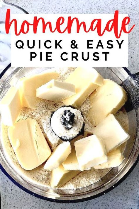 Quick easy simple flaky pie crust in food processor. Easy homemde pie crust with butter for chocolate or apple pie. #piecrust #easy #homemade Pie Crust In Food Processor, Easy Homemade Pie Crust, Food Processor Pie Crust, Easy Homemade Pie, Pie Crust With Butter, Pumpkin Beer Bread, No Fail Pie Crust, Flaky Pie Crust Recipe, Pie Crust Recipe Easy