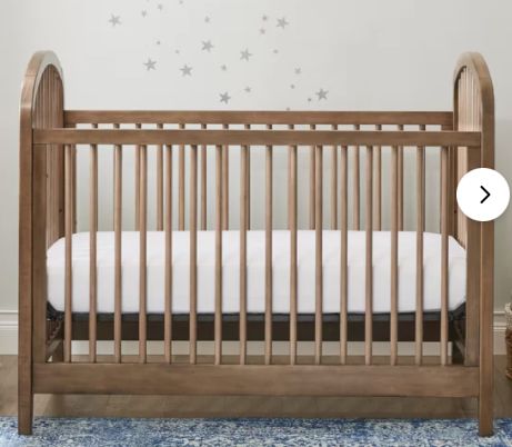 Crib Natural Wood, Natural Wood Crib Nursery, Wooden Crib Nursery, Light Wood Crib, 3 In 1 Crib, Airy Nursery, Spindle Crib, Convertible Crib Toddler Bed, Transitional Cottage