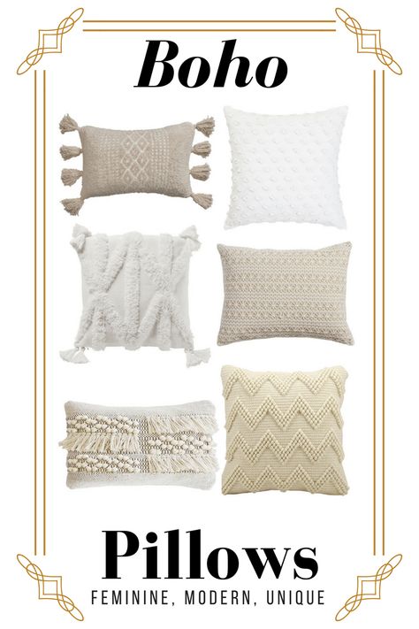 Affordable Bedroom Furniture, Cheap Throw Pillows, Boho Bedroom Furniture, Cheap Boho, Affordable Bedroom, Neutral Pillows, Boho Throw Pillows, White Throw Pillows, Modern Pillows