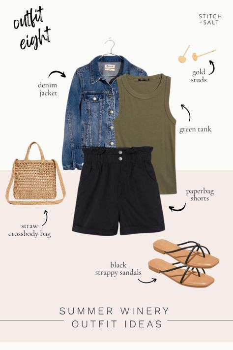 Summer Wineries Outfit, Color Palette Summer, Palette Summer, Wineries Outfit, Studded Denim Jacket, Neutral Color Palette, Comfortable Chic, Modest Summer Outfits, Summer Capsule Wardrobe