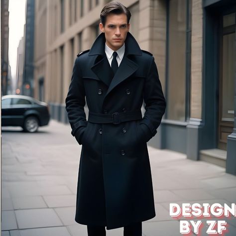 Black Trench Coat Outfit Men, Outfit Ideas Guys, Trending Suits, Outfit Hombres, Men Trench Coat, Black Coat Outfit, Business Casuals, Money Clothing, Suits And Ties