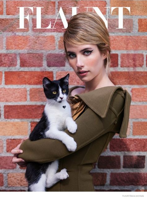 emma roberts flaunt photoshoot 2014 08 Emma Roberts Wears 60s Style for Flaunt by Stevie and Mada Celebrities With Cats, Emma Roberts Style, Flaunt Magazine, International Cat Day, Cat Pose, Nine Lives, Cat Fashion, Cat People, Emma Roberts