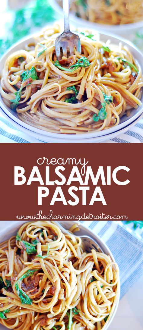 Creamy Balsamic Pasta, Balsamic Pasta Sauce, Pasta With White Sauce, Balsamic Pasta, Steak Pasta, White Sauce Pasta, Pasta Side Dishes, Pasta Sides, Sauce Pasta