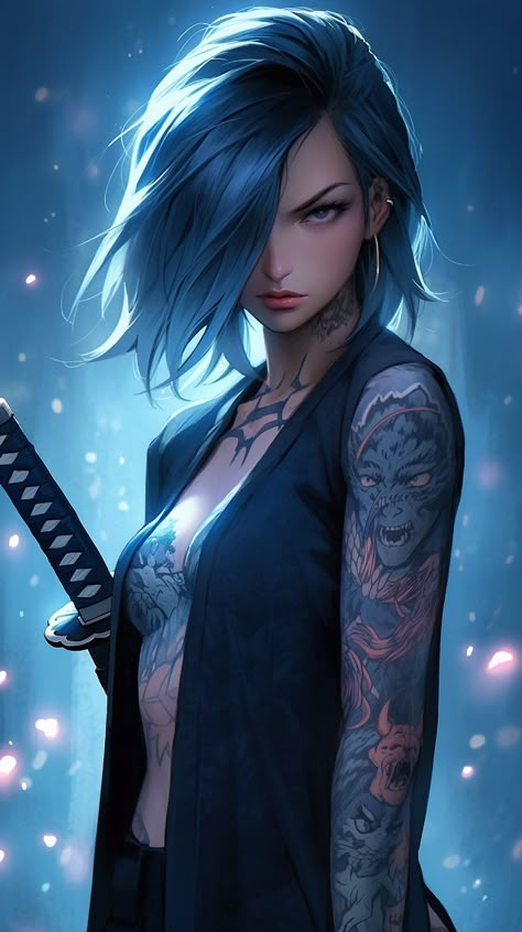 Image Scifi Character, Anime Handsome, Fire Aesthetic, Female Samurai, Elves Fantasy, Female Superhero, Cyberpunk Girl, Animation Sketches, Form Art