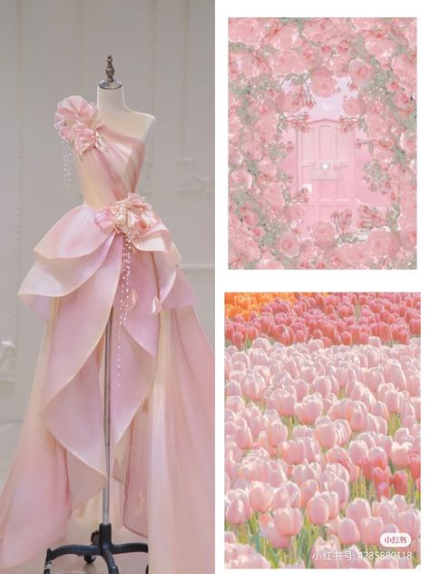 Sweet 17 Dress, Pink Fantasy Dress, Sakura Dress, Gaun Abad Pertengahan, Mother Of The Bride Outfits, Wedding Dress Color, Bride Outfits, Gowns Dresses Elegant, Fashion Sketches Dresses