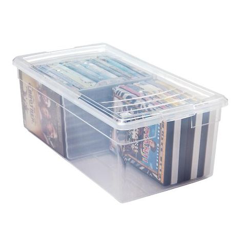 Media Box - Clear Plastic Media Box | The Container Store Hobby Storage, Dollar Tree Organization, Craft Storage Organization, Cd Storage, Organizing Services, Dvd Storage, Acrylic Storage, Moving Boxes, Casa Container