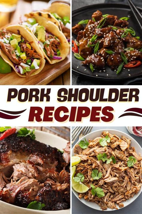 Nobody can resist these rich and tender pork shoulder recipes. They're super meaty, incredibly flavorful, and so soft, every bite melts in your mouth. Recipes Chinese, Pork Shoulder Recipes, Slow Roast, Braised Pork, Breakfast Tacos, Pork Shoulder, Menu Ideas, Pork Roast, Turkey Recipes