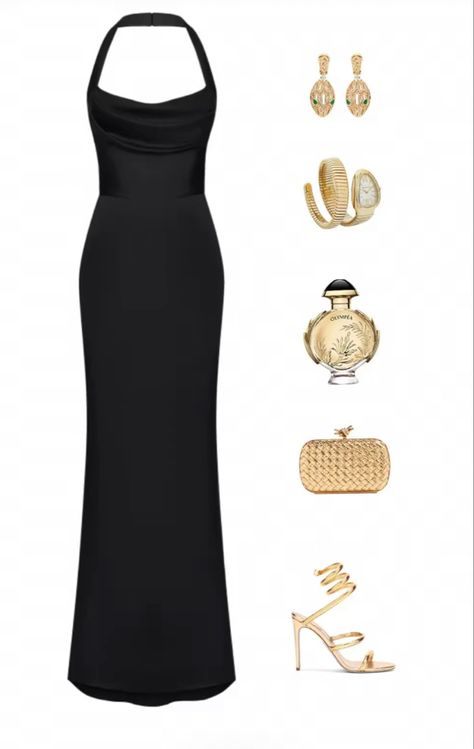 Black Elegant Dress Long Classy, Polyvore Outfits Dresses, Fancy Outfits Dresses, Dress Outfits Style, Expensive Aesthetic, Dress For Night, Expensive Outfits, Formal Black Dress, Expensive Dresses