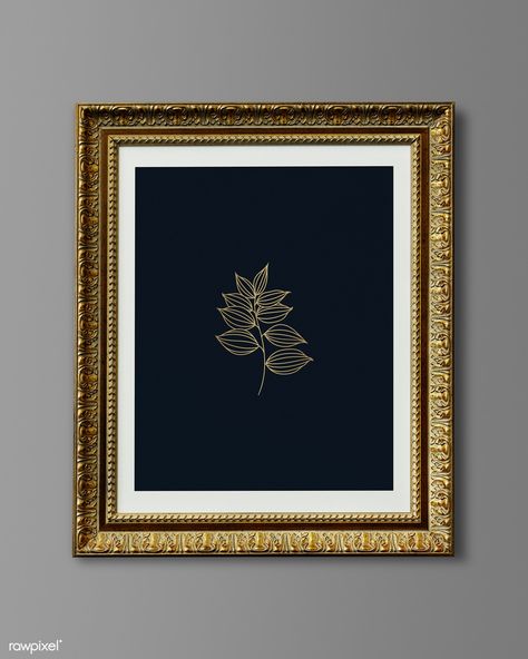 Vintage rectangle gold picture frame mockup illustration | premium image by rawpixel.com / Teddy Rawpixel Picture Frame Graphic Design, Pic Frame Design, Picture Frame Mockup, Beautiful Frame Background, Shivji Images, Frame Mockup Free, Picture Frame Template, Black Paper Background, Gallery Wall Mockup