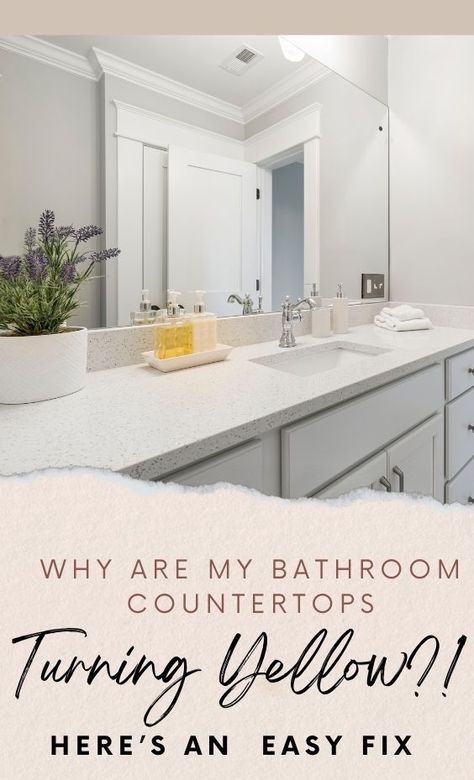 Are you wondering why your bathroom countertops are turning yellow? This article explores some possible causes for yellowing countertops and offers solutions to prevent and treat the discoloration. Shower Drain Smell, Countertop Surfaces, Bathroom Countertop, My Bathroom, Bathroom Countertops, Cleaning Routine, Cleaning Tips, Windows And Doors, Cleaning Hacks