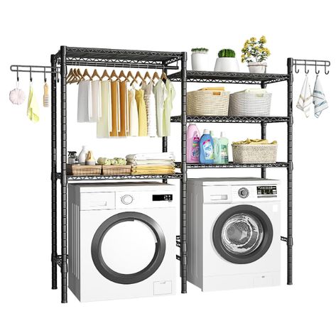 Washer And Dryer Laundry Room, Washer Dryer Shelf, Washer And Dryer Storage, Shelf Laundry Room, Laundry Room Organization Storage, Laundry Shelves, Laundry Dryer, Clothes Drying, Laundry Room Storage