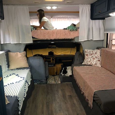 Reupholster Rv Couch, Motorhome Remodel Class C, Class C Camper Remodel, Class C Motorhome Remodel, Class C Rv Renovation Ideas, Class C Rv Remodel, Motorhome Hacks, Class C Campers, Rv Couch