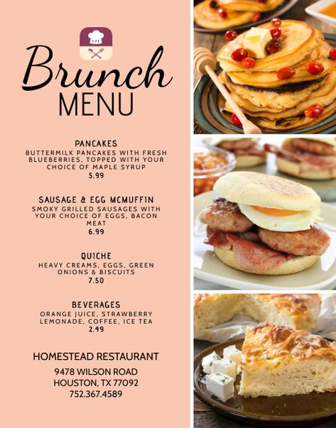 Bunch Menu Ideas, Breakfast Ideas For Restaurant, Online Menu Design, Breakfast Menu Design Ideas, Lunch Menu Ideas Restaurant, Brunch Restaurant Food, Breakfast Menu Ideas Restaurant, Breakfast Ideas List, Simple Brunch Menu Ideas