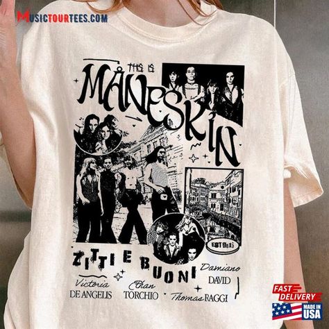 Maneskin Music Shirt Rush! World Tour 2023 Rock Band Hoodie Classic Check more at https://musictourtees.com/product/maneskin-music-shirt-rush-world-tour-2023-rock-band-hoodie-classic/ Band Merch Ideas, Soft Grunge Outfits, Band Hoodies, Easy Trendy Outfits, Band Merch, Vintage Band, Band Shirts, Tour Shirt, Rock Band