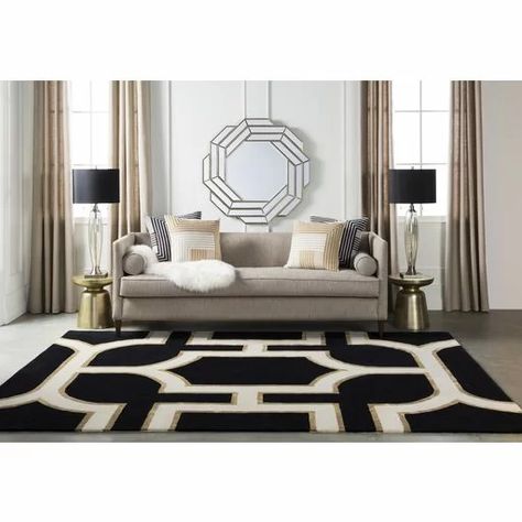 Tan Rug, Bedroom Area Rug, Beige Area Rug, Transitional Rugs, Black Area Rugs, Black Rug, Neutral Rugs, Abstract Rug, Velvet Pillows