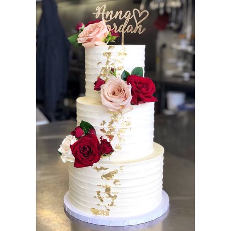 Textured buttercream three tier wedding cake Wedding Day Cake, Three Tier Wedding Cake, Textured Buttercream, Three Tier Cake, Buttercream Wedding Cake, Tier Cake, Wedding Cakes With Flowers, Three Tier, Tiered Wedding Cake