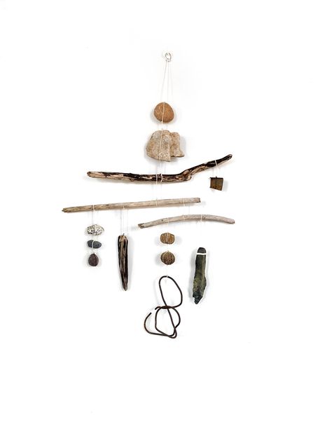 This mobile is made of driftwood and stone collected along the Chesapeake Bay, metal from Austin and Baltimore city, and stone from the Shenandoah River. Materials also include twine, waxed thread, and a small amount of super glue that guarantees each element is firmly affixed. This piece looks beautiful as both free-hanging mobile and set against a wall.  The nature of this process makes each item unique, both in composition and material. I carefully wrap them to ensure that delicate and hardy materials alike arrive intact and ready to be loved. Wrapping is gift-ready and all included personal messages will be beautifully written for your friends and loved ones. Made of the small, the beautiful, and the found. Length (topmost to bottom-most object): 9 1/2 inches  Width: 15 1/4 inch Length Hanging Mobile Art, Nature Mobile, Wood Mobile, Shenandoah River, Make A Mobile, Mobile Sculpture, Growth And Decay, Art Mobile, Weaving Wall Hanging