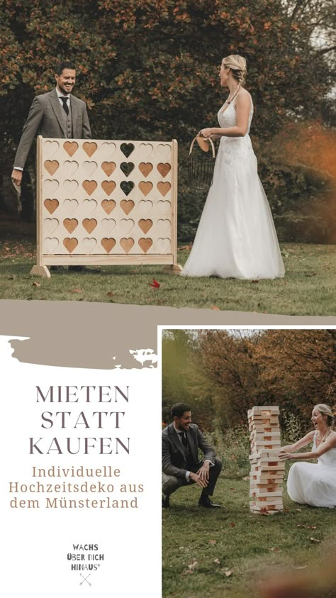 Zu jeder guten Party gehören auch ein paar Spiele- wie wäre es mit xxl jenga oder 4 gewinnt in der Hochzeitsedition? Rund um das Münsterland könnt ihr diese moderne Hochzeitsdeko von Wachshinaus leihen! Game Farm Wedding, Farm Wedding Games, Wedsing Games, Yard Games Wedding Sign, Lawn Game Wedding, Rustic Vintage Wedding, Wedding Activities, Wedding Checklist, Vintage Truck