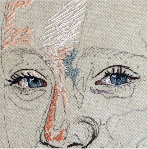 Embroidered Portrait Faces, Portrait Faces, Embroidery Journal, Embroidered Faces, Modern Needlepoint, Embroidery Portrait, Embroidery Pictures, Art Sewing, Portrait Embroidery