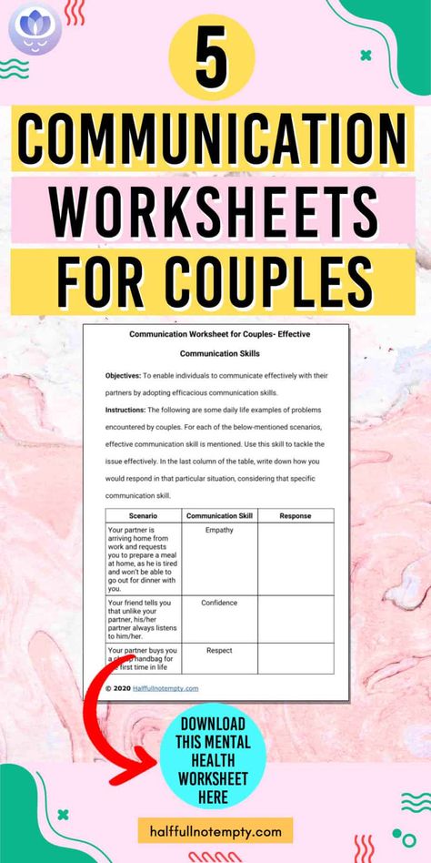 Communication Worksheets for Couples (7+) Couples Communication Exercises, Communication Worksheets, Communication Exercises, Couples Counseling Worksheets, Couples Therapy Exercises, Marriage Counseling Worksheets, Couples Therapy Worksheets, Counselling Tools, Relationship Worksheets