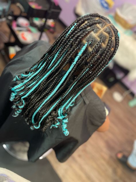 Blue Kids Knotless Braids Kid Knotless Braids, Blue Knotless, Kids Knotless Braids, Braids Hairstyles For Kids, Braids Blue, Knotless Braids Hairstyles, Knotless Braids, Hairstyles For Kids, Braids Hairstyles