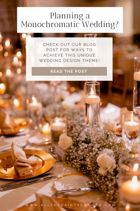 Immerse yourself in the world of monochromatic wedding themes. Explore the beauty of playing with different shades of the same color that create an atmosphere of elegance and unity on your special day. Monochromatic Wedding Decor, Monochromatic Wedding Colors, Wedding Design Ideas, Monochromatic Wedding, Cottagecore Wedding, Wedding Ceremony Decorations Outdoor, Statement Decor, Sustainable Wedding, Wedding Ceremony Flowers