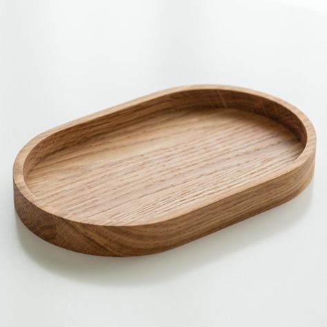 Oval Oak wood serving Tray Board Plate Natural 19 x 12 cm jewelry and coffee tray with modern design | valet tray organizer | wood coaster https://etsy.me/3x93V3o #bedroom #minimalist #rustichomedecor #breakfasttray #scandinaviandesign #housewarminggift #giftfornewlywe Wishlist Idea, Modern Plates, Coffee Tray, Bedroom Minimalist, Wood Serving Tray, Valet Tray, Walnut Oil, Cnc Wood, Wood Router