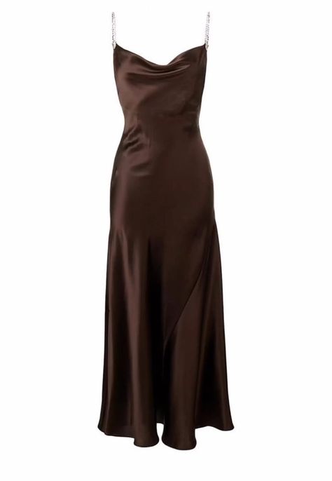 Brown Silk Dress, Gaun Koktail, Summer Neutrals, Designer Evening Dresses, Alessandra Rich, Grad Dresses, Brown Dress, Looks Style, Looks Vintage