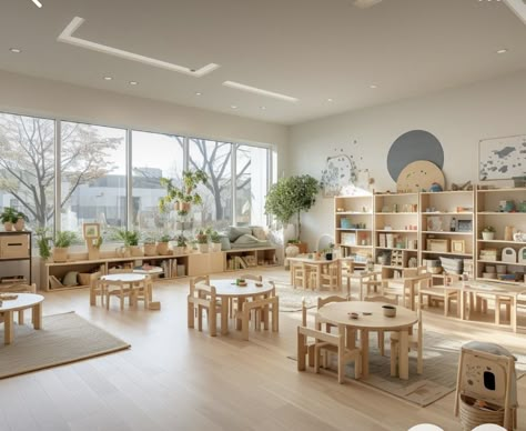 Childcare Centre Interior Design, Korean Preschool Classroom, Home Daycare Decor, School Classroom Interior, Kindy Classroom, Preschool Designs, Home Day Care, Classroom Interior, Daycare Decor