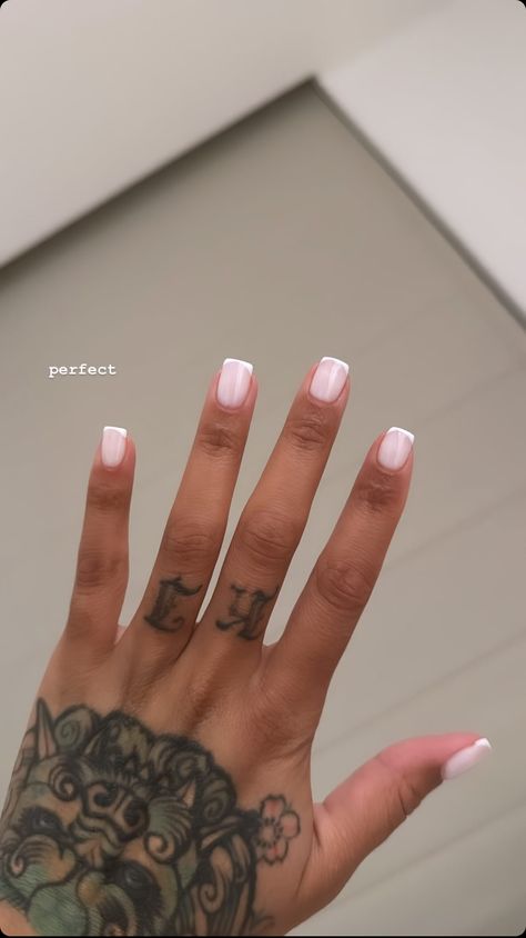 Box Short Nails, Short Modest Nails, Milk White Manicure, Very Short Nails Square, Layover Nails Short, French Manicure Bridal Nails, Nails For Photoshoot Photo Ideas, Super Short Nails Acrylic, Sns Dipping Powder Nails French Tip