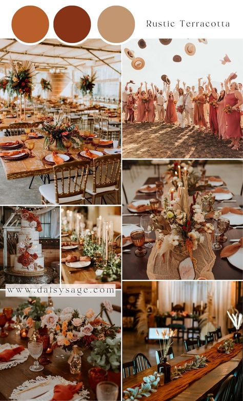 12 Greatest Terracotta Wedding ceremony Colour Theme Concepts 2024- #Color #Ideas #Terracotta #Theme #Wedding Check more at https://howcandothis.com/weddingideas/12-greatest-terracotta-wedding-ceremony-colour-theme-concepts-2024/ Terracotta Sage Wedding, Terracotta Theme Wedding, Terracotta Wedding Ceremony, Wedding Color Theme Ideas, Terracotta Wedding Theme, Terracotta Wedding Color, Bohemian Theme Wedding, Brown Wedding Themes, 2026 Wedding