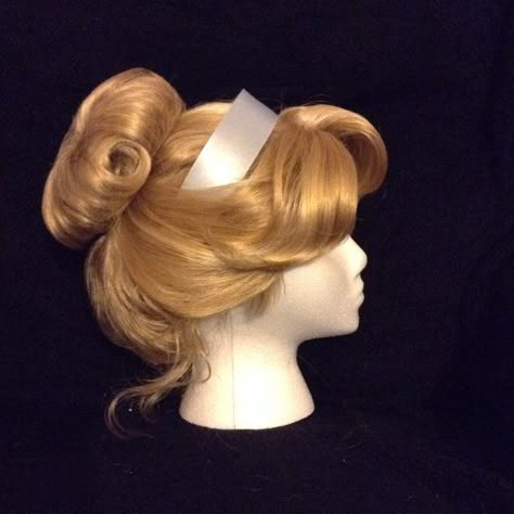 Cinderella (Wig by TheCharmingViolet @Etsy) #Cinderella Disney Princess Wigs, Cinderella Hairstyle Wedding, Cinderella Inspired Hair, Cinderella Bun Hairstyle, Cinderella Updo, Cinderella Bun, Cinderella Hairstyle, Cinderella Wig, Light Blue Quinceanera Dresses