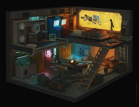 ArtStation - Cyberpunk room. , Olga Orlova Cyberpunk Interior Design, Scifi Room, Cyberpunk Bedroom, Cyberpunk House, Cyberpunk Apartment, Cyberpunk Interior, Cyberpunk Room, Spaceship Interior, Audio Room