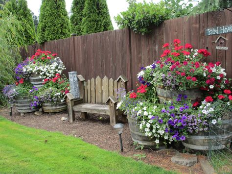 Back Yard Flowers - Summer - 2013 (billm) Container Gardening Flowers, The Secret Garden, Garden Yard Ideas, Plants And Flowers, Flower Bed, Garden Cottage, Rustic Gardens, Outdoor Planters, Lawn And Garden