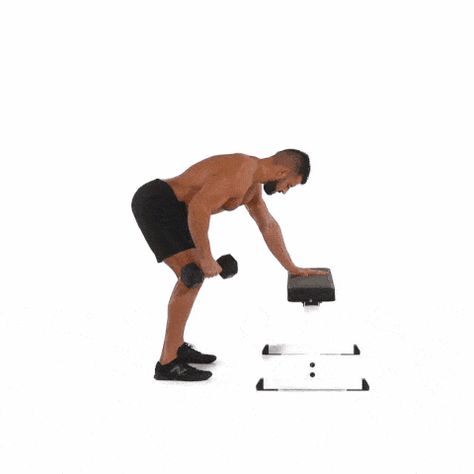 Standing Dumbbell Single Arm Supported Row Early Morning Workout Routine, Bodybuilding Chest Workout, Hockey Workouts, Free Weight Workout, One Song Workouts, Single Arm Row, Morning Workout Routine, Mini Workouts, Flat Tummy Workout