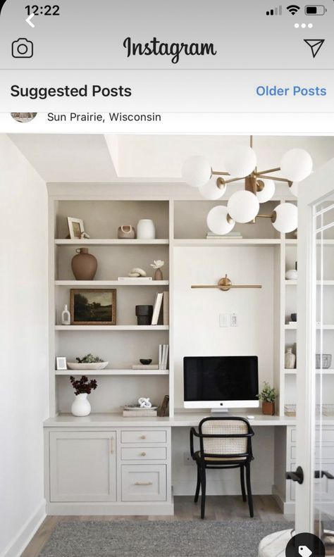 Built In Desk And Shelves, Desk Nook, Ikea Built In, Office Built Ins, Built In Shelves Living Room, Kitchen Desks, Cozy Home Office, Office Nook, Guest Room Office