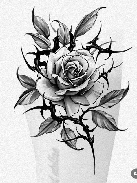 Goth Flowers Tattoo, Gothic Flower Drawing, Rosa Tattoo Designs, Chicano Rose Tattoo, Tattoo Ideas Random, Classic Tattoo For Women, Black Rose Drawing, Blackwork Tattoo Design Ideas, Black Rose Tattoo Design