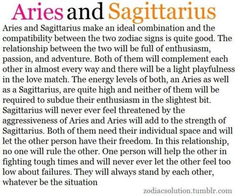 Aries and Sagittarius Compatibility     This one is so cute <3 Aries Man Sagittarius Woman, Aries And Sagittarius Compatibility, Aries Love Compatibility, Aries Relationship, Sagittarius Compatibility, Zodiac Sagittarius Facts, Aries And Sagittarius, Aries Zodiac Facts, Sagittarius Quotes