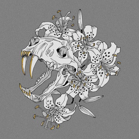 I Created Animal Skull Tattoo Designs Based On The 12 Chinese Zodiacs | Bored Panda Panda Skull Tattoo, Possum Skull Drawing, Possum Skull Tattoo, Animal Skull Tattoo Flowers, Animal Skull And Flowers, Animal Skull Tattoo Design, Possum Skull, Animal Skull With Flowers, Animal Skull Tattoo