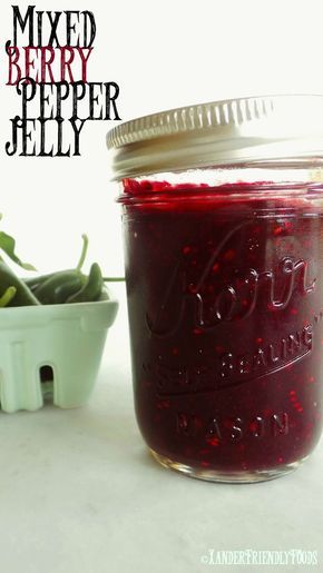 Easy to make, Mixed Berry & Serrano Pepper Jelly. Sweet with Heat topping pairs wonderfully with crackers smothered in creamy spread. GF,V & Allergy friendly Peppers Growing, Pepper Jelly Recipes, Jalapeno Jam, Jelly Sweet, Jalapeno Jelly, Hot Pepper Jelly, Jam Recipes Homemade, Canning Ideas, Serrano Pepper