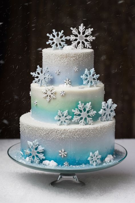 Chill in Style: Elegant Snowflake Cake for a Magical Birthday Winter Themed Cakes Birthday, Snowflake Cake Ideas, Wedding Cake Winter Wonderland, Snowflake Cake Birthday, Winter Birthday Cakes, Winter Wonderland Cakes, Winter Wonderland Baby Shower Cake, Winter Wonderland Birthday Cake, Winter Theme Cake