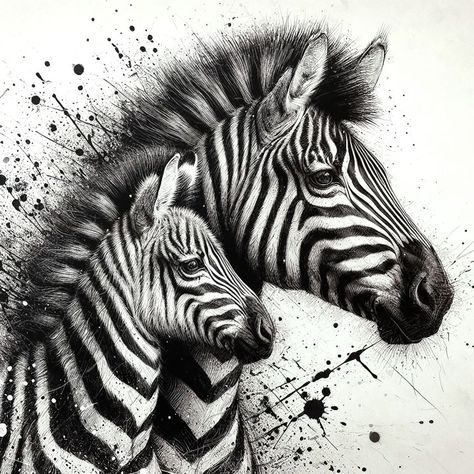 Zebra and Calf Splash art - Gareth Parkes The Veldt, Running Of The Bulls, African Savannah, Animal Action, Dog Pen, Support Dog, Zebras Animal, Splash Art, Artist Palette