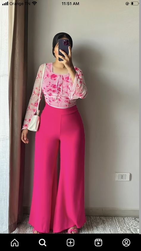 Palazzo Two Piece Outfit, Modest University Outfits Summer, Corporate Fits Women, Tops For Palazzo Pants Classy, Palazzo Trouser And Top, Palazzo Pants And Top, Palazzo Pants Outfit Casual, Baggy Trousers Women, Two Piece Outfits Pants Classy