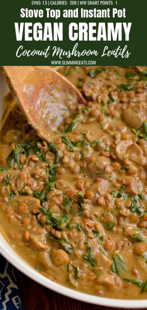 Lentil Mushroom Recipes, Mushroom Lentil Recipes, Dahl Recipes, Vegan Dahl, Lentil Mushroom, Lentil Dishes, Vegan Stew, Meat Free Monday, Vegan Curry