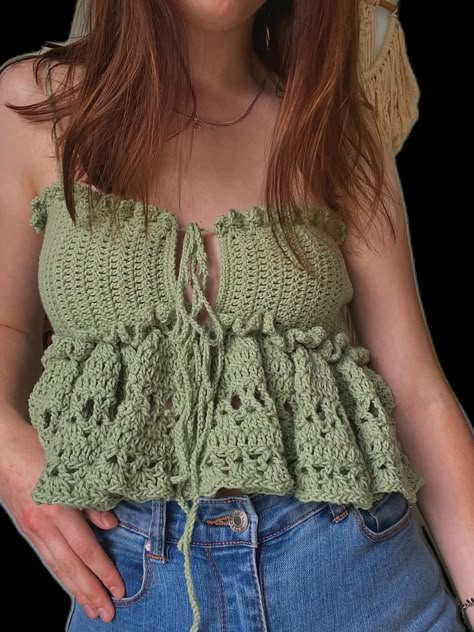 Crochet Wearables Patterns Free, Crochet Presents Ideas, Crochet Crop Top Outfit, Edgy Summer Outfits, Edgy Summer, Crochet Decorations, Crochet Artist, Crochet Bucket, Crochet Tops Free Patterns