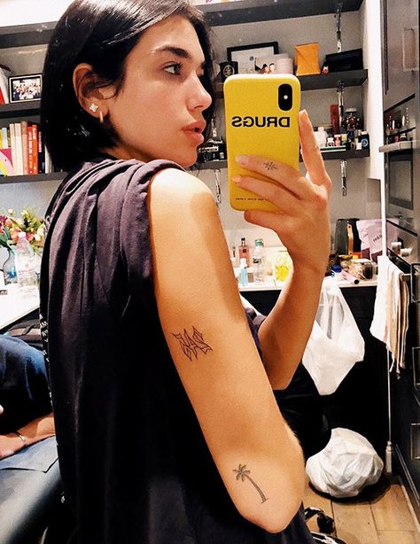 Dua Lipa Tattoo, Inspiring Quote Tattoos, Nelly Furtado, Angel Tattoo, Word Tattoos, Dua Lipa, Christina Aguilera, Mini Tattoos, Heart Tattoo