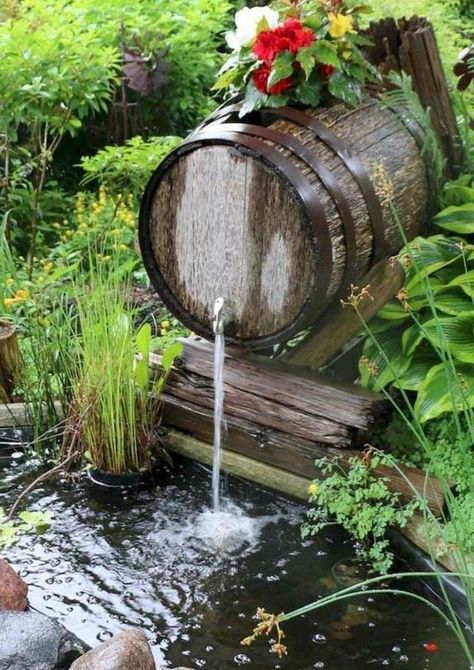 Garden Landscaping Ideas, Backyard Ponds, Fountains Backyard, Pond Ideas, Pond Waterfall, Backyard Water Feature, Waterfalls Backyard, Water Fall, Pond Design